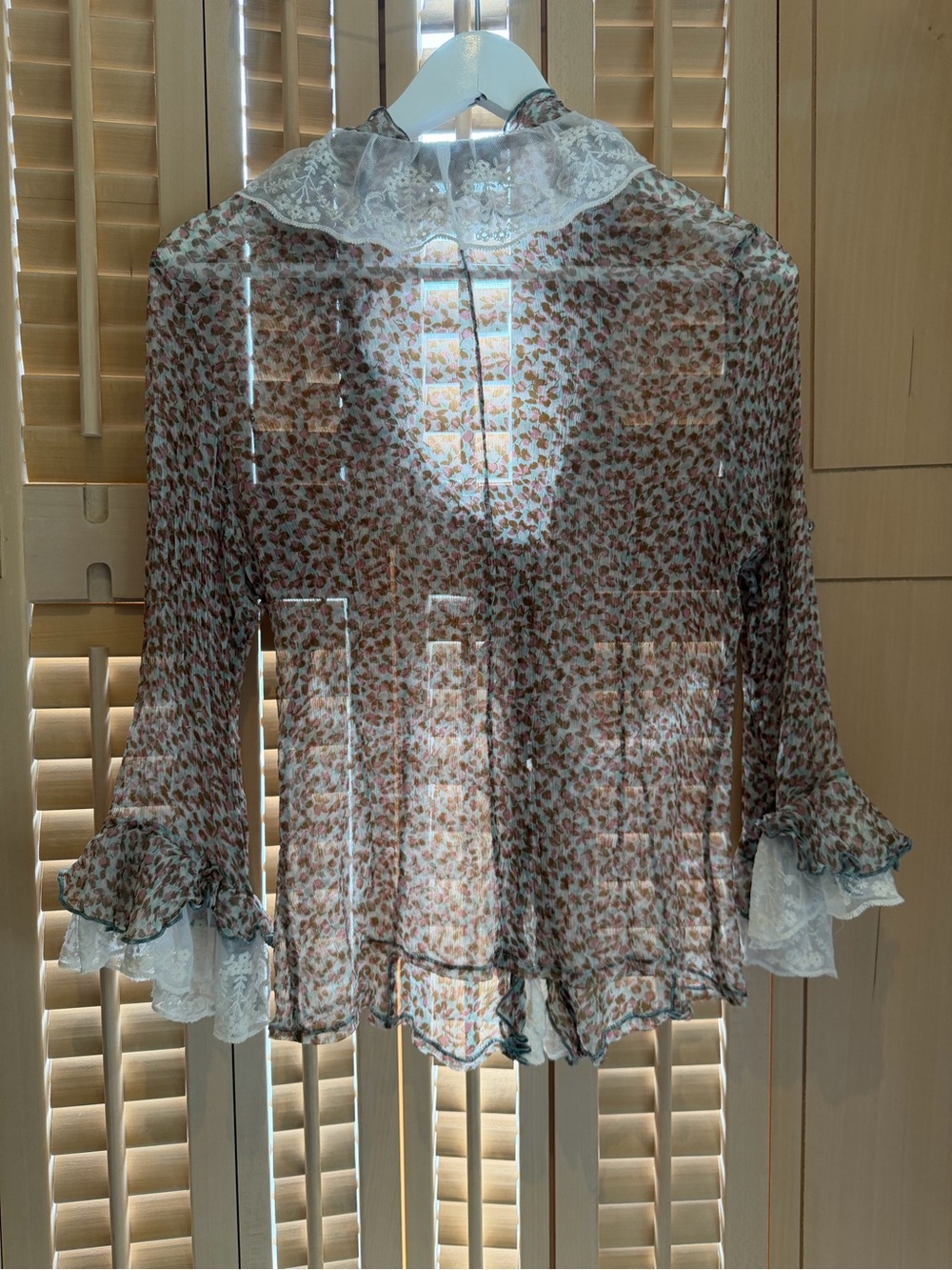 Vintage Silk Chiffon Ruffle Blouse - Picture 2 of 2